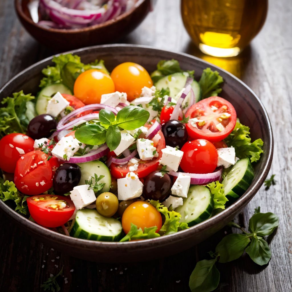 greek-style-salad-halved-cherry-tomatoes-diced-cucumber-red-onion-green-bell-pepper-kalamata-