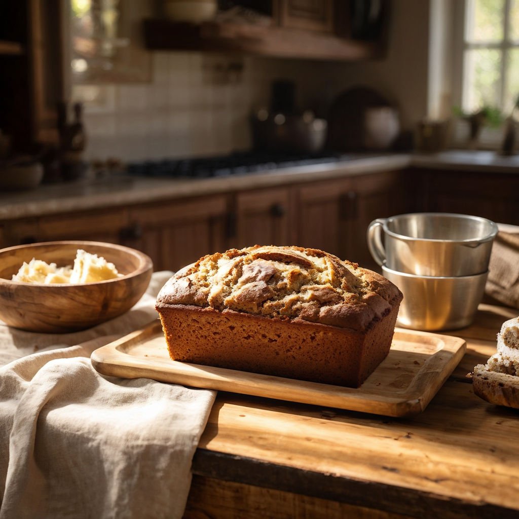 Golden Brown Classic Banana Bread with a Soft, Moist Crumb